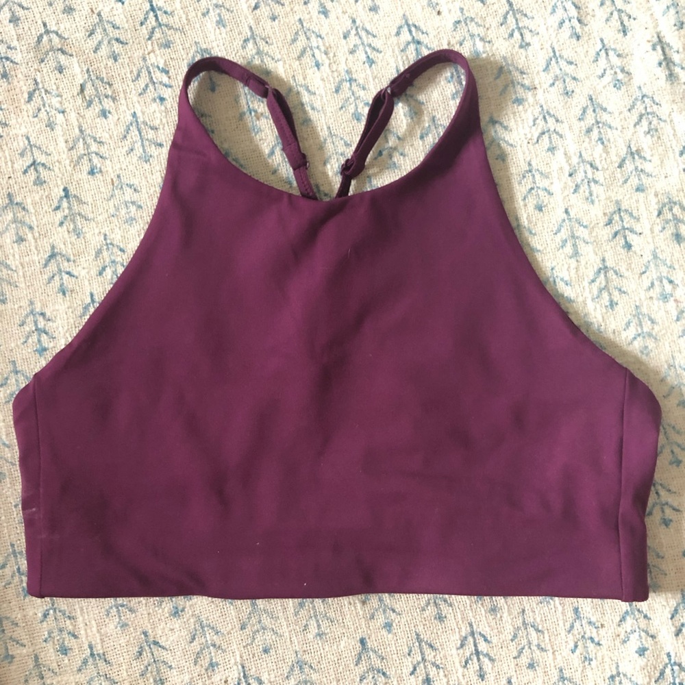 Girlfriend Collective Plum Topanga Halter Bra M